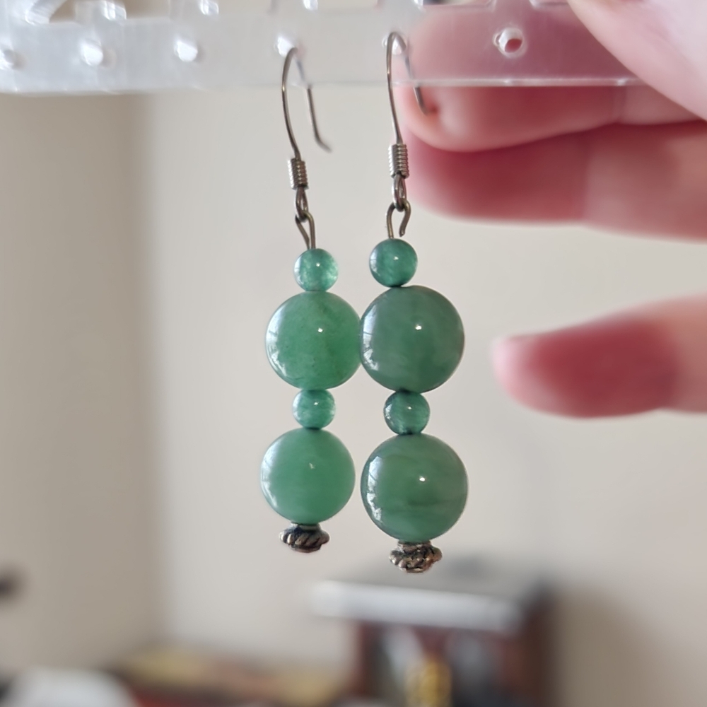 Green aventurine natural stone drop earrings